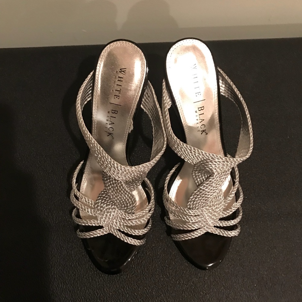 Silver sandal heels